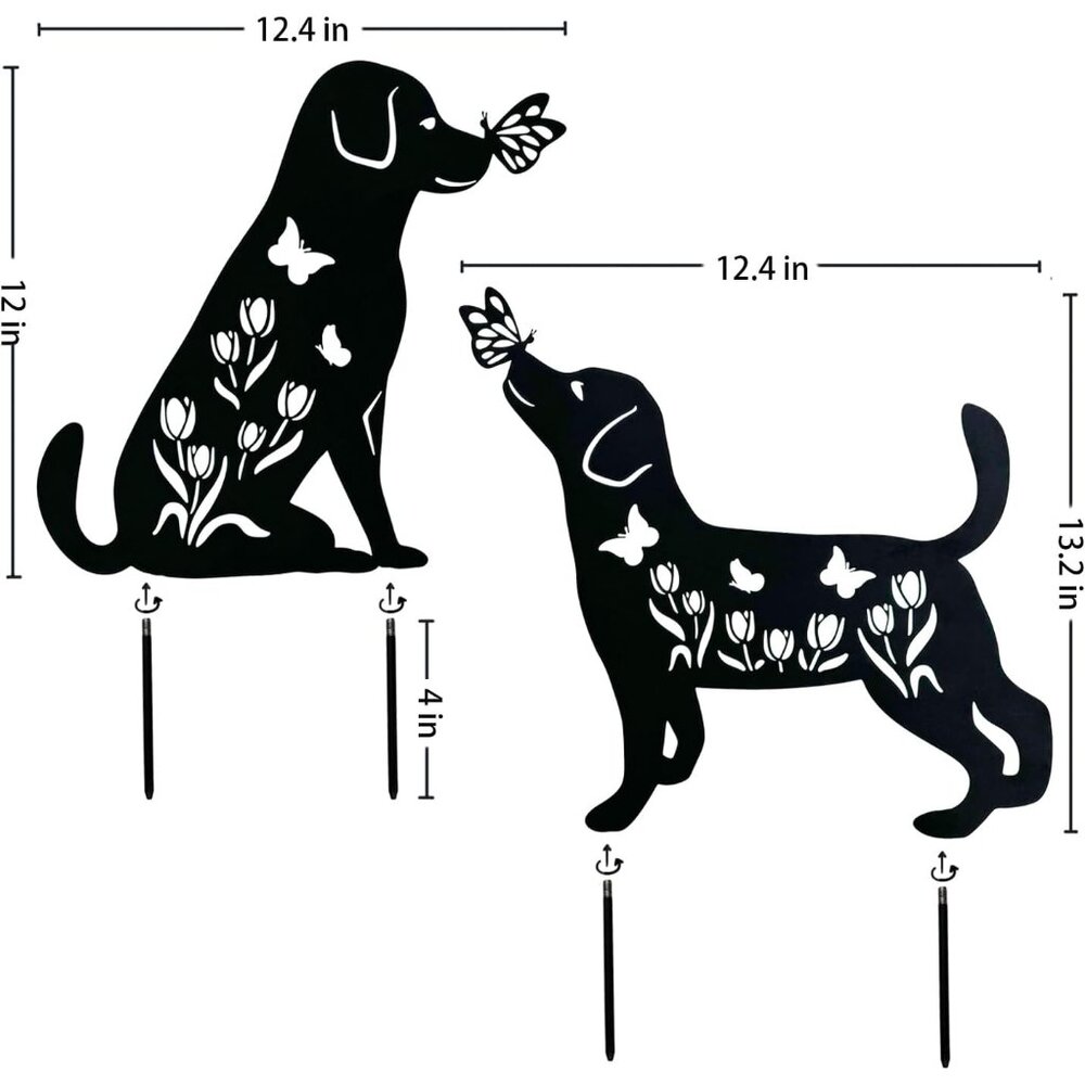 Dog Metal Decorative Garden Stakes Labrador Dog Gifts for Women/Men Animal Silho - Picture 2 of 8